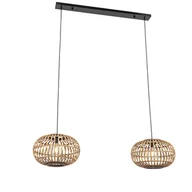 Lampy sufitowe - QAZQA Orientalna lampa wisząca bambusowa 2-punktowa - Amira - miniaturka - grafika 1
