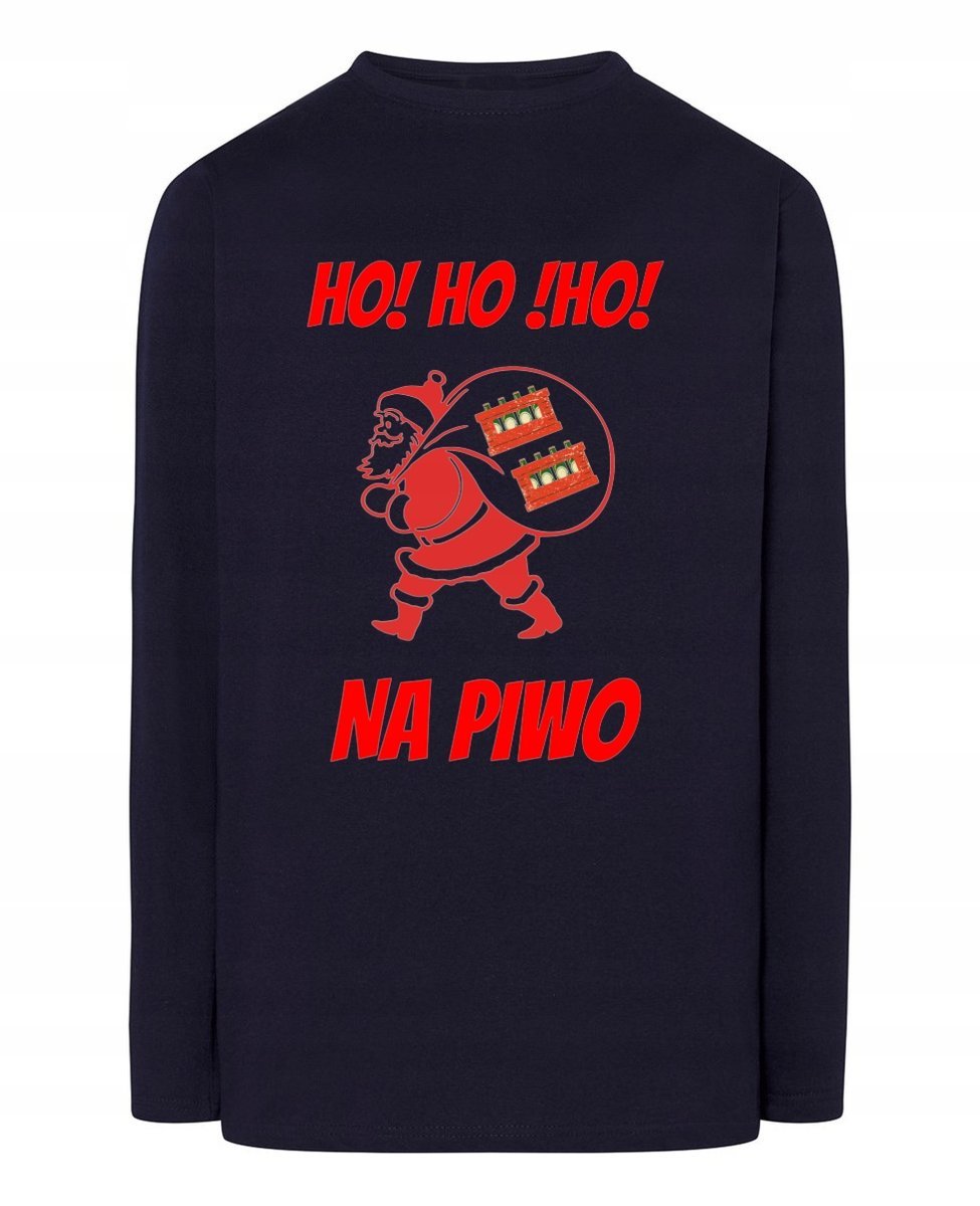 Longsleeve męski zabawny nadruk Ho Ho Ho na pi_wo r.XL