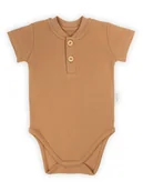 Body dla niemowląt - Dziecięce body bawełniane z krótkim rękawem z guzikami jasnobrązowe Nicol,r.80 - miniaturka - grafika 1