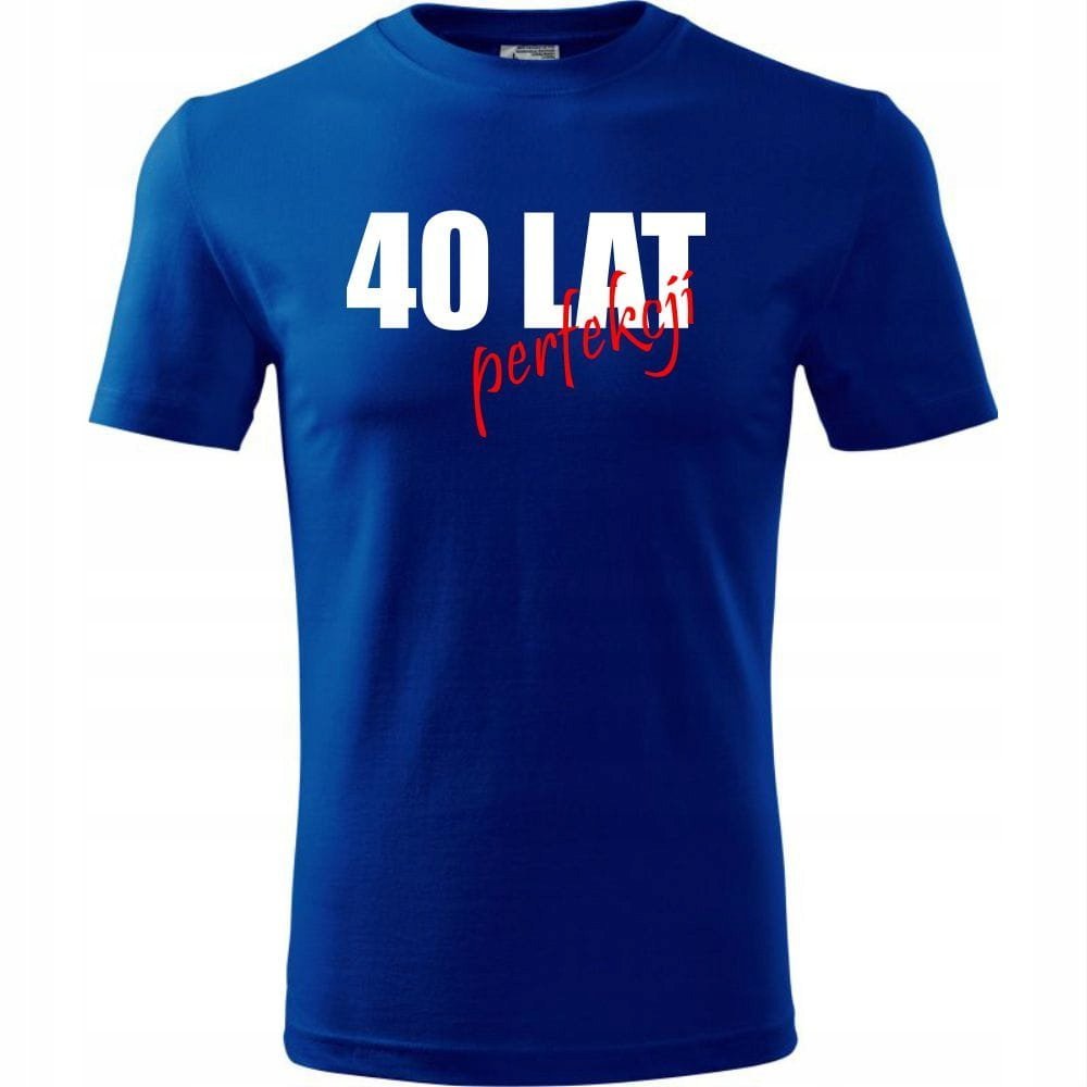 Męska Koszulka z Nadrukiem 40 lat perfekcji na Prezent Urodzinowy Upominek niebieski XXL