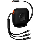 Kable USB - Baseus Traction Series zwijany kabel 3 w 1 USB Typ C - micro USB / USB Typ C / Lightning Power Delivery 100W 1,7m czarny CAQY000001 - miniaturka - grafika 1