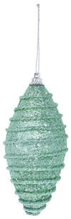 EWAX, Bombka podłużna seledynowa z brokatem ht-03048me 12x6x6cm - Bombki - miniaturka - grafika 1
