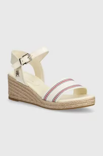 Tommy Hilfiger sandały SHIRTING WEDGE SANDAL kolor beżowy FW0FW07887 - Sandały damskie - miniaturka - grafika 1