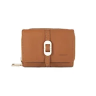 Portfele - Portfel damski skórzany elegancki poręczny RFID - jasnobrązowy - miniaturka - grafika 1