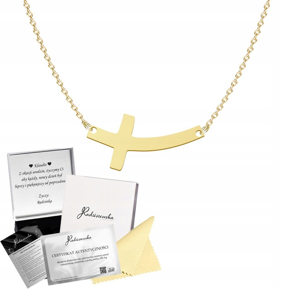 Złoty Naszyjnik Celebrytka Krzyżyk Krzyż Srebro 925 Prezent Biżuteria