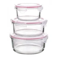 Pojemniki na przyprawy - Glasslock Pojemniki okrągłe różowe, 3 szt. (GL-642) - miniaturka - grafika 1