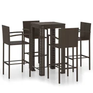 Pozostałe meble ogrodowe - vidaXL 5-cz zestaw mebli barowych z podłokietnikami rattan PE brąz 3064807 - miniaturka - grafika 1