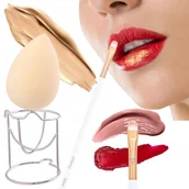 Pędzle do makijażu - Gąbka Blender Makijaż + Pędzel Kontur Ust Korektor - miniaturka - grafika 1