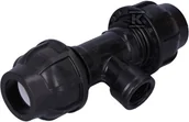 Łączniki, trójniki, kształtki - Trójnik zaciskowy PP 90st. 25x1/2"x25 GW gwint wewnętrzny PN16, do rur PE, kolor czarny - miniaturka - grafika 1
