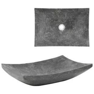 vidaXL Umywalka, 50 x 35 x 12 cm, marmurowa, czarna - Umywalki - miniaturka - grafika 1