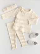 Komplety dla niemowląt - Reserved - Strukturalny komplet - złamana biel - miniaturka - grafika 1