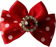 Akcesoria i dodatki do ubrań dla dzieci - Kokardka Glamour czerwona w kropki 4,5cm KGR001 KGR001 - miniaturka - grafika 1