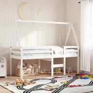 Łóżka dla dzieci i młodzieży - Wysokie łóżko z dachem, białe, 90x190 cm, lite drewno sosnowe Lumarko! - miniaturka - grafika 1