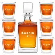 Karafki - Karafka do whisky cube z 6 szklankami i grawerem - miniaturka - grafika 1