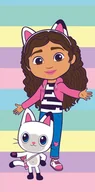 Okrycia kąpielowe dla dzieci - KOCI DOMEK GABI Gabby´s Dollhouse RĘCZNIK DZIECIĘCY DUŻY 70 x 140 KĄPIELOWY PLAŻOWY - miniaturka - grafika 1