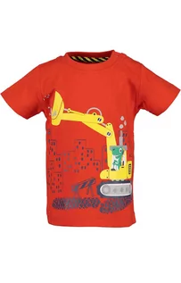 Koszulki dla chłopców - Koszulka chłopięca czerwona z koparką - grafika 1
