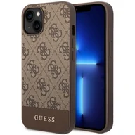 Etui i futerały do telefonów - Etui Guess 4G Stripe Collection do Apple iPhone 14 Brązowy - miniaturka - grafika 1
