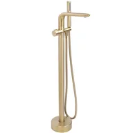 Baterie wannowe i prysznicowe - Złota szczotkowana bateria wannowa wolnostojąca Clark Rea - miniaturka - grafika 1