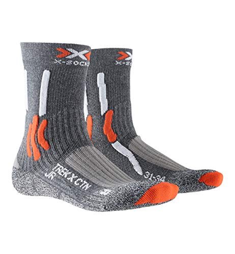 X-SOCKS Unisex Dziecięce skarpety X Trek X Bawełniane Juniorskie Skarpety Na zewnątrz Trekking Piesze wędrówki Chodzenie Skarpety stone grey melange/x-Orange 27/30