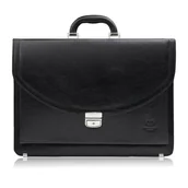 Teczki i aktówki - Aktówka męska skórzana do ręki i na ramię elegancka czarna S-46-BL - miniaturka - grafika 1