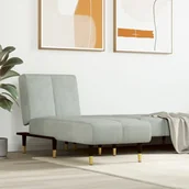 Szezlongi - Szezlong, jasnoszary, tapicerowany aksamitem - miniaturka - grafika 1