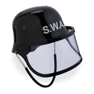 Zabawy w naśladowanie dorosłych - Relaxdays SWAT kask dziecięcy, regulowany, kask operacyjny, składany wizjer, wymiary: 24,5 x 22,5 x 28 cm, kask policyjny, czarny - miniaturka - grafika 1