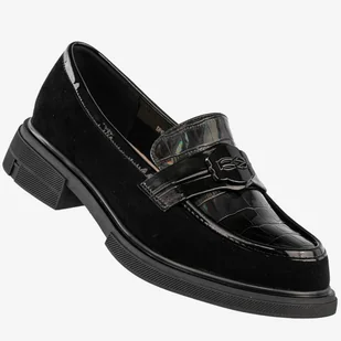 Mokasyny Damskie Skórzane Buty Eleganckie Półbuty Czarne Filippo Czarny 37 - Mokasyny damskie - miniaturka - grafika 1