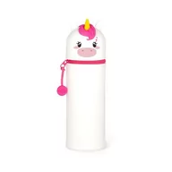 Piórniki - Legami - Miękki silikonowy piórnik szkolny 2 w 1 - Kawaii, etui w kształcie jednorożca, uchwyt na pióro, silikonowy zamek błyskawiczny, woreczek na długopis, ołówki, markery, wys. 18,5 cm, biały, - miniaturka - grafika 1