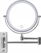 Lusterka do makijażu - Lusterko kosmetyczne Sepio Lusterko kosmetyczne do makijażu podświetlane led obrotowe srebrne okrągłe - miniaturka - grafika 1