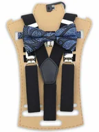 Paski - Czarny zestaw - gładkie szelki i mucha w niebieski paisley XM14 - miniaturka - grafika 1