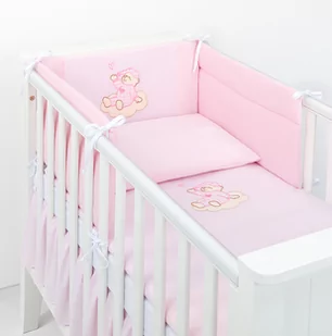 MAMO-TATO 3-el 90x120 pościel dla niemowląt do łóżeczka 60x120 - Śpioch na chmurce różowy / jasny róż - Pościel dla dzieci - miniaturka - grafika 1