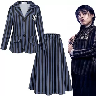 PRZEBRANIE WEDNESDAY ADDAMS KOSTIUM MUNDUREK SZKOLNY STRÓJ HALLOWEEN 110 - Stroje karnawałowe - miniaturka - grafika 1