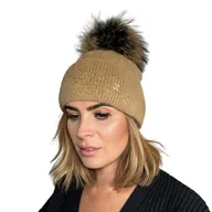 Czapki damskie - Martina Czapka z alpaki ze srebrną nitką z pomponem naturalnym La Vitta - miniaturka - grafika 1
