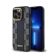 Etui i futerały do telefonów - DKNY Leather Checkered Mono Pattern MagSafe - Etui iPhone 14 Pro (czarny) - miniaturka - grafika 1