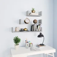 Półki do salonu - Lumarko Półki ścienne, 3 szt, szary dąb sonoma, materiał drewnopochodny - miniaturka - grafika 1