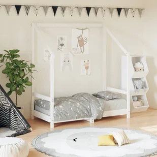 vidaXL vidaXL Rama łóżka dziecięcego, biała, 70x140 cm, drewno sosnowe - Łóżka dla dzieci i młodzieży - miniaturka - grafika 1