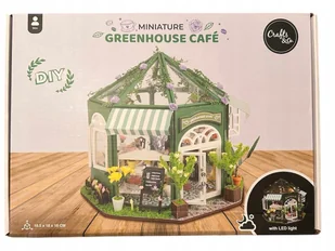 Miniaturowy domek GREENHOUSE CAFE DIY z oświetleniem LED 3D - Zabawki kreatywne - miniaturka - grafika 1