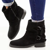 Botki damskie - Czarne zamszowe skórzane botki damskie Sergio Leone Bt25556S - miniaturka - grafika 1