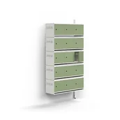 Szafki na buty - Szafka na buty ENTRY, moduł dodatkowy, naścienna, 15 metalowych drzwi, 1800x900x300 mm, biały/zielon - miniaturka - grafika 1