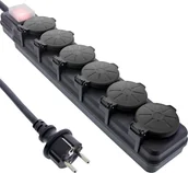 Kable - InLine® Outdoor-Steckdosenleiste, 6-fach Schutzkontakt, IP44, mit Schalter, 10m - miniaturka - grafika 1