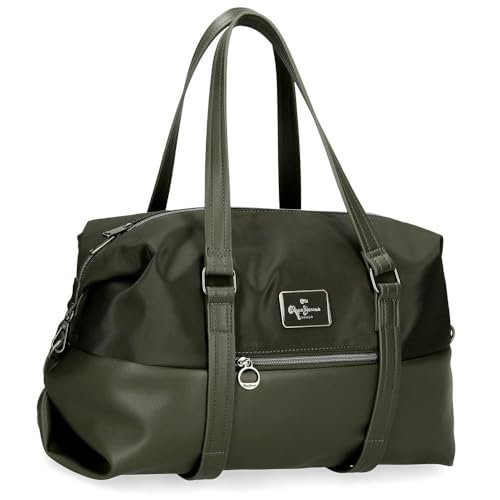 Pepe Jeans Christine Torba podróżna Zielona 40x25x20 cm Poliester z Detalami ze sztucznej skóry 20L by Joumma Bags, Zielony, Talla única, torba podróżna