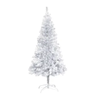 vidaXL Sztuczna choinka ze stojakiem, srebrna, 152 cm, PET - Choinki - miniaturka - grafika 1