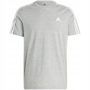 Koszulka męska adidas Essentials Single Jersey 3-Stripes szara IC9337 M - Koszulki męskie - miniaturka - grafika 1