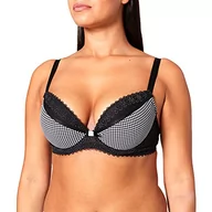 Biustonosze - Passionata Damski piękny biustonosz push-up Passio, Czarny (Pied De Poule 7 W), 75A - miniaturka - grafika 1