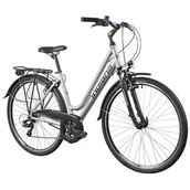 Rowery - Rower trekkingowy INDIANA X-Road 1.0 D19 28 cali damski Srebrno-czarny - miniaturka - grafika 1