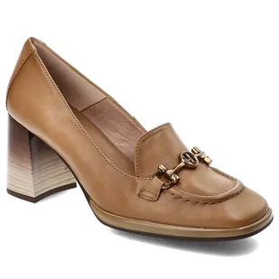 Brązowe Półbuty Hispanitas Skórzane Eleganckie Buty Na Obcasie - Półbuty damskie - miniaturka - grafika 1