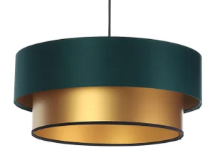 Złoto-zielona lampa wisząca glamour z abażurem - S417 Zeros - Lampy stojące - miniaturka - grafika 1