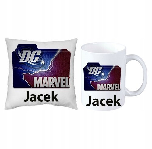 DC vs Marvel ZESTAW PODUSZKA + KUBEK + IMIĘ