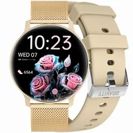 Smartwatch - Zegarek SMARTWATCH - GT1-8 PRO YE/YE/VT siatka mesh/beżowy pasek - miniaturka - grafika 1