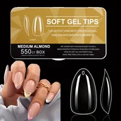 Inne - TEMU 550szt Miękkich Żelowych Tipsów do Paznokci - Przezroczyste Migdałowe Kształty Średnie Formy do Paznokci, Przezroczyste Akrylowe Żelowe - miniaturka - grafika 1